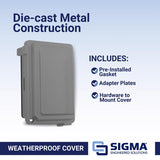 Sigma Engineered Solutions Rectangle Die-Cast Metal 1 gang Weatherproof Cover