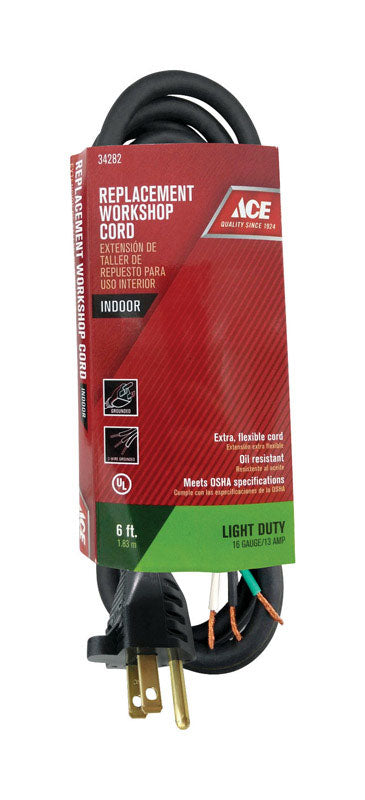 CORD EXT 16/3 SJO 6' BLK