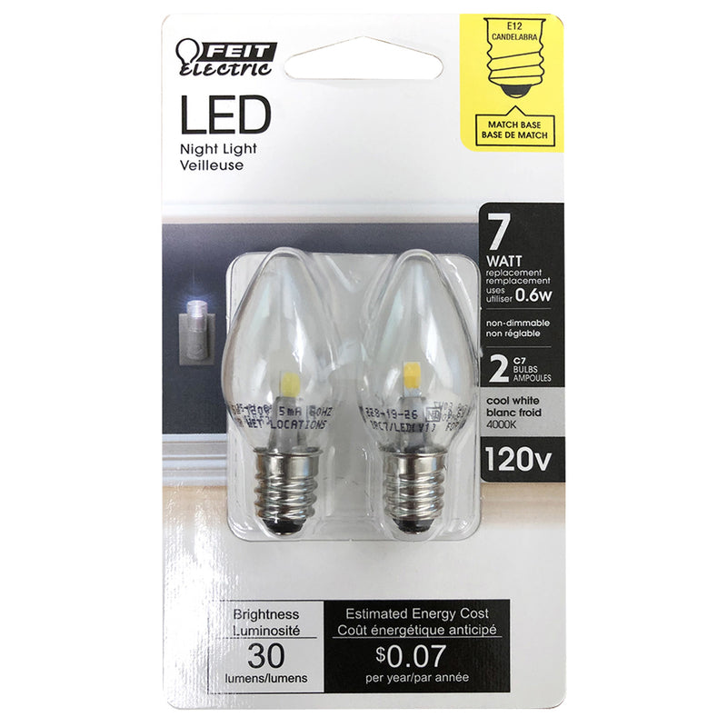 LED E12 C7 WH 1W 2PK