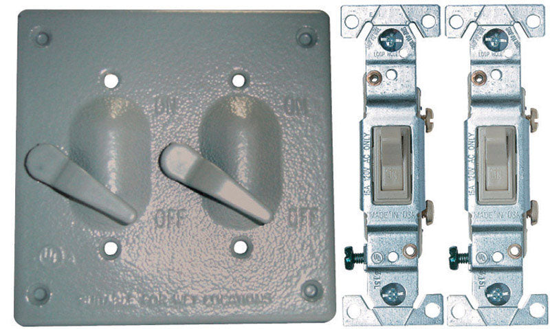 Sigma Engineered Solutions Square Metal 2 gang Toggle Switch and Cover