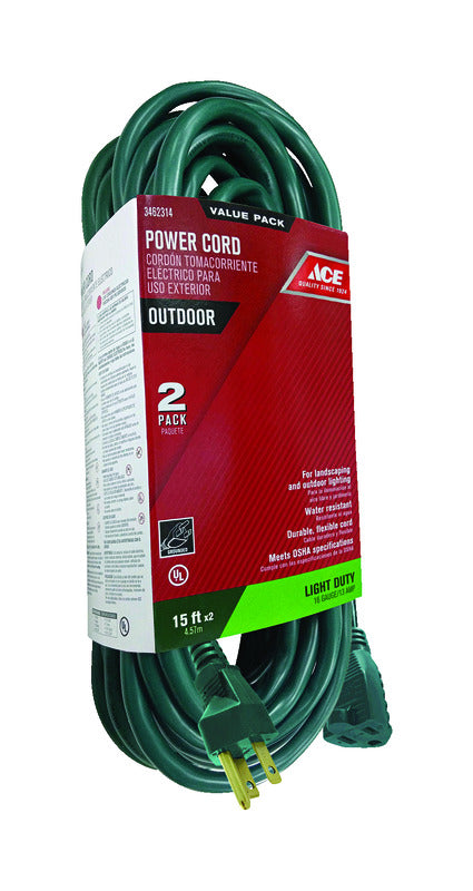 EXT CORD 16/3GRN 15' PK2