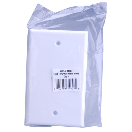 Ace White 1 gang Plastic Coaxial Wall Plate 1 pk