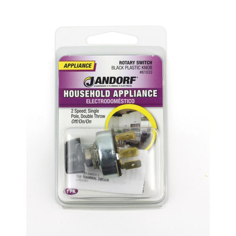Jandorf 4 amps Single Pole Rotary Appliance Switch Black/Silver 1 pk