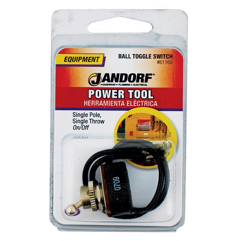 Jandorf 6 amps Single Pole Ball Toggle Power Tool Switch Black/Silver 1 pk