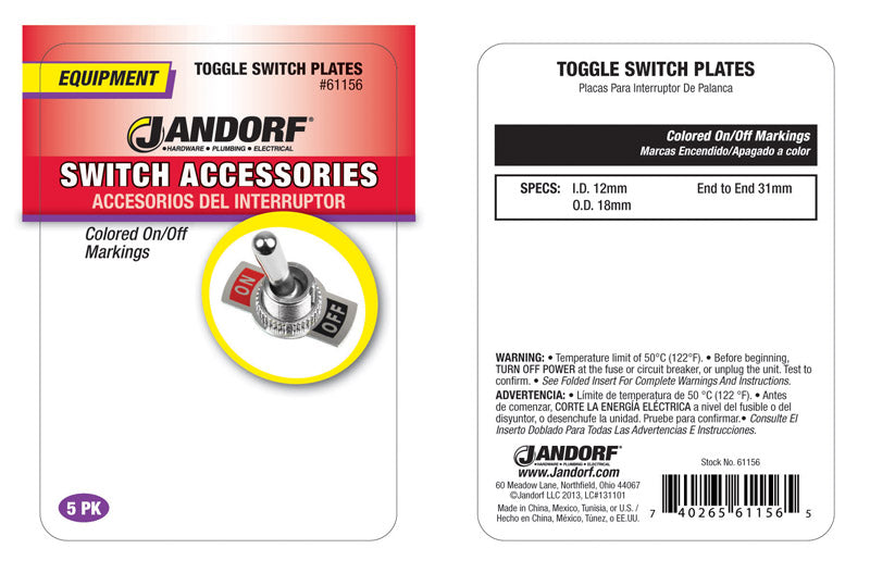 Jandorf Black/Gray/Red Aluminum Toggle Switch Plate 5 pk