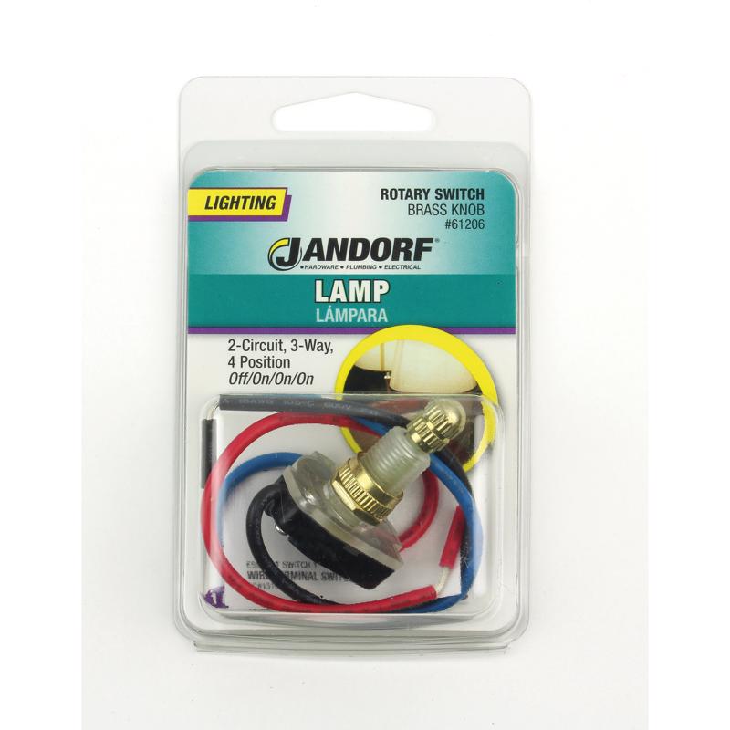 Jandorf 6 amps Single Pole or 3-way Rotary Appliance Switch Brass 1 pk