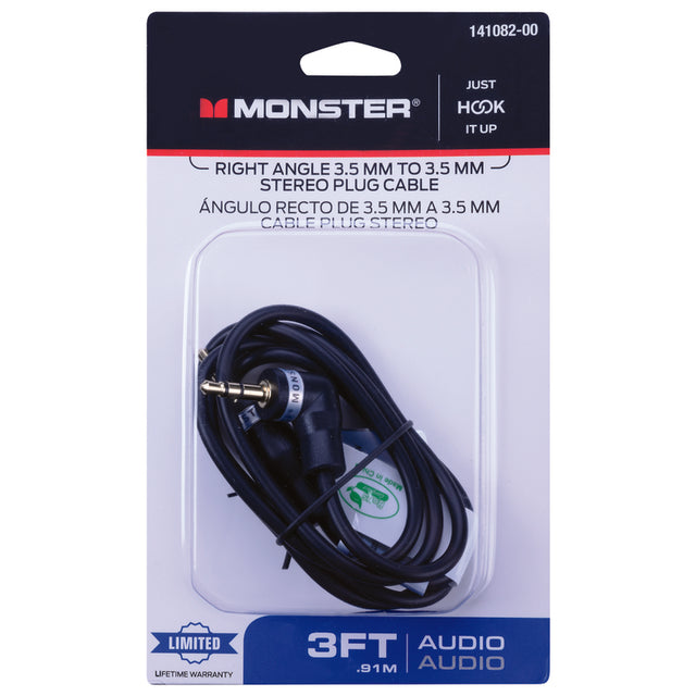 STEREO CABLE3' 90DEG BLK