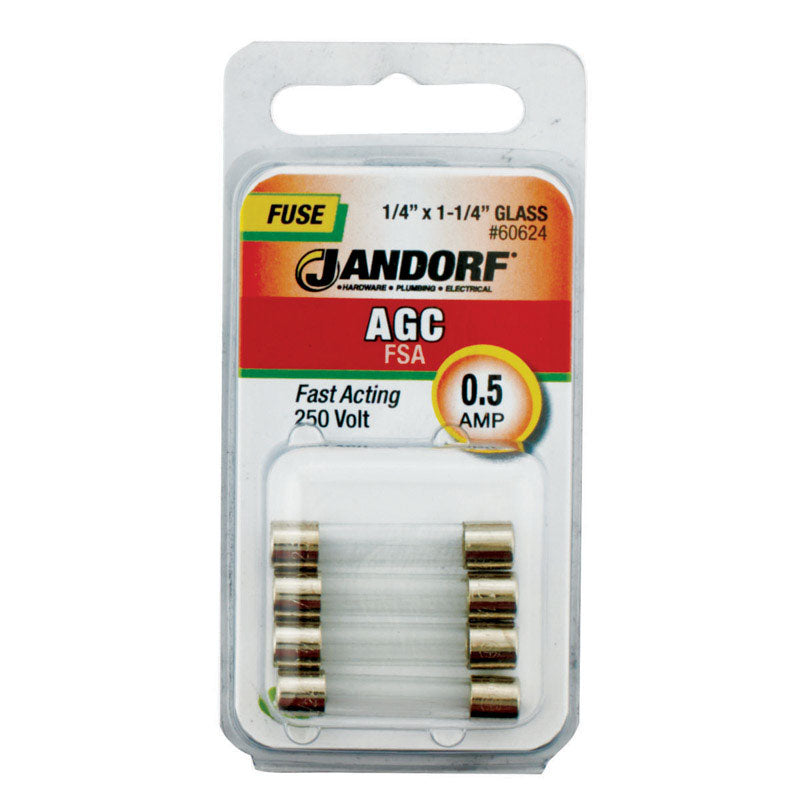 Jandorf AGC 0.5 amps Fast Acting Fuse 4 pk