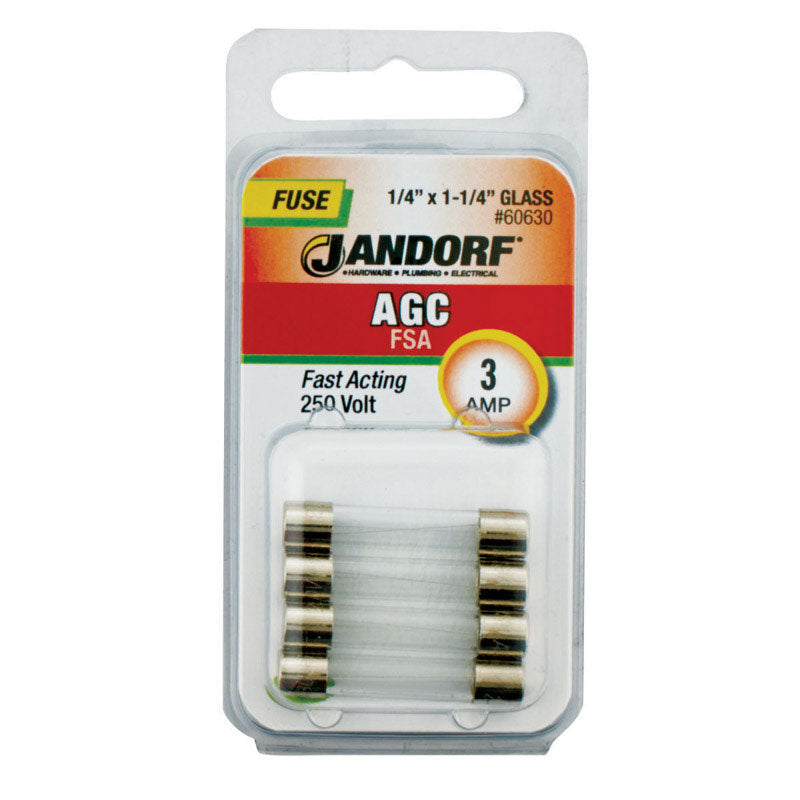 Jandorf AGC 3 amps Fast Acting Fuse 4 pk