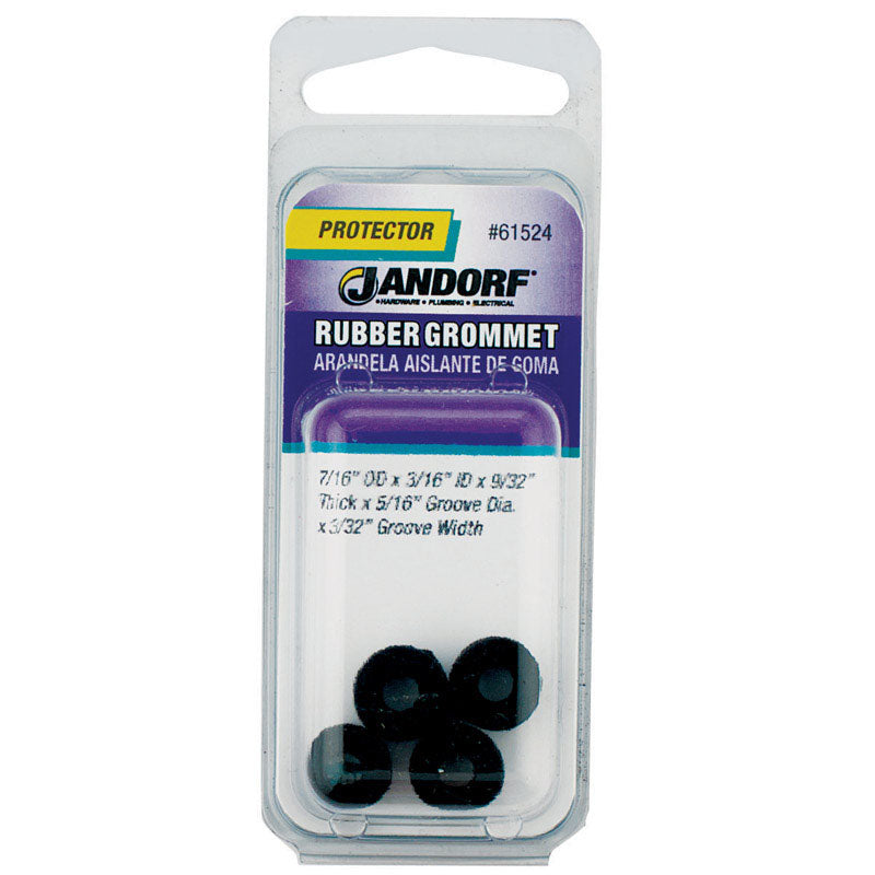 Jandorf 7/16 in. D Rubber Grommet 5 pk