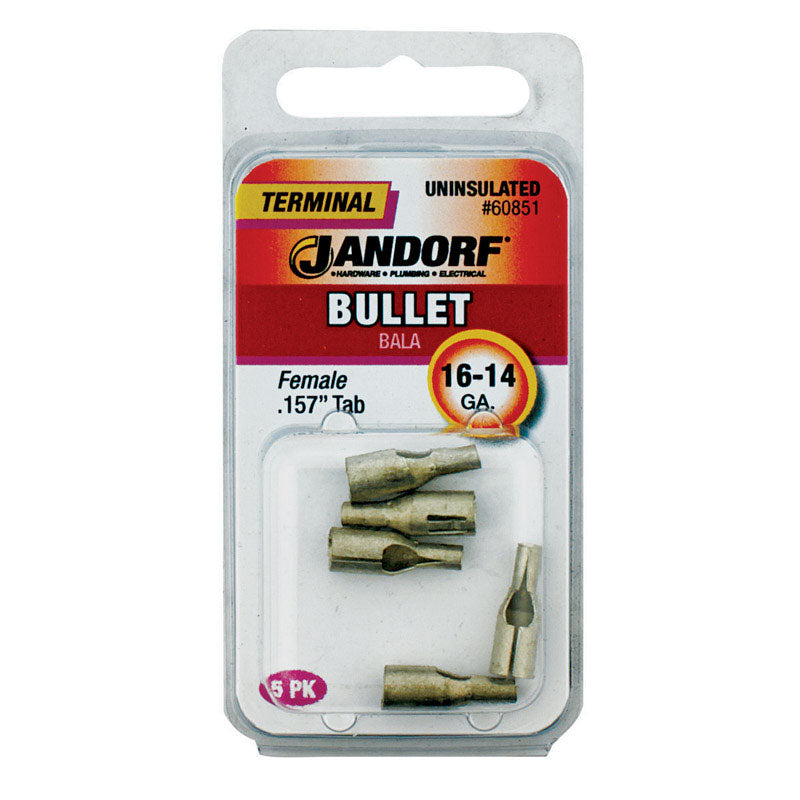 Jandorf 16-14 Ga. Uninsulated Wire Female Bullet Silver 5 pk