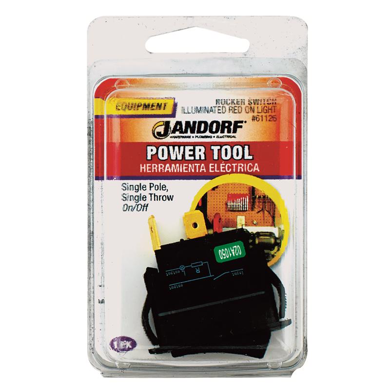 Jandorf 20 amps Single Pole Rocker Power Tool Switch Black 1 pk