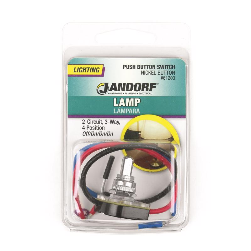 Jandorf 6 amps Single Pole or 3-way Push Button Appliance Switch Gray 1 pk