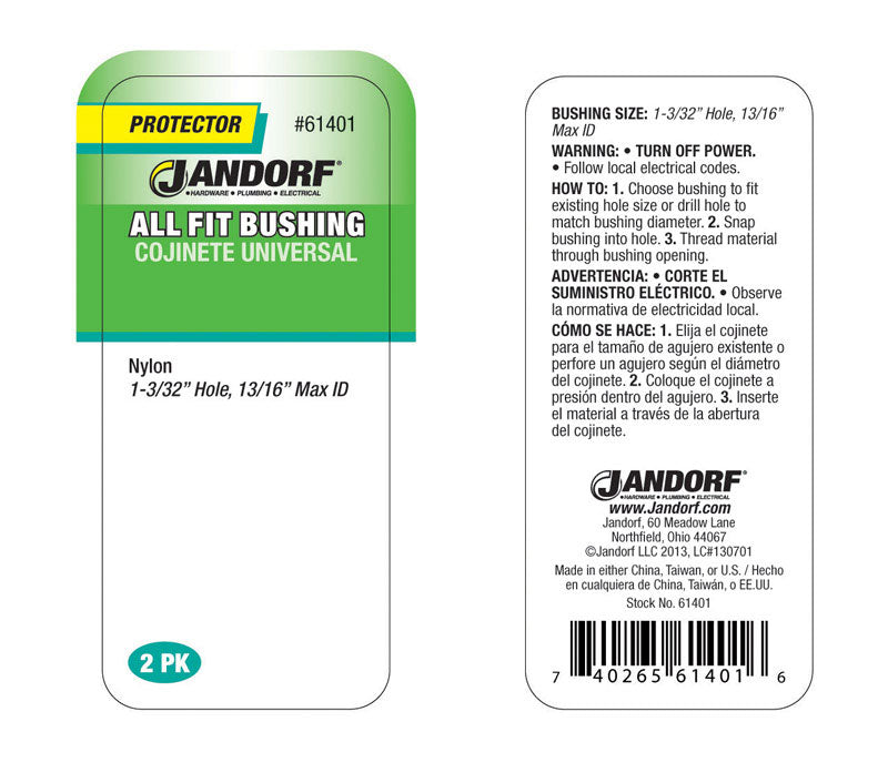 Jandorf 1-3/32 in. Nylon Bushing 2 pk