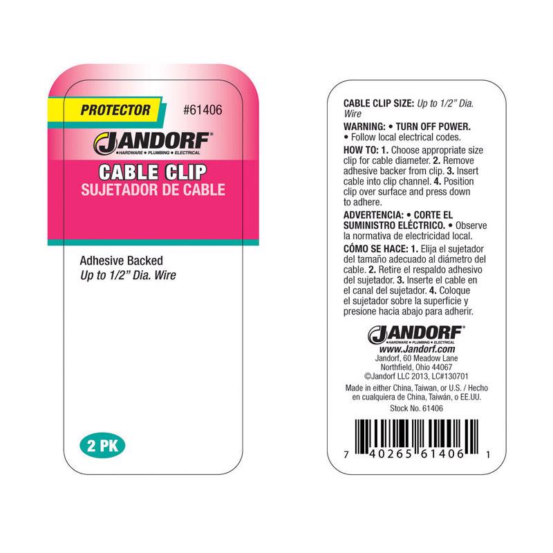 Jandorf 1/2 in. D X 1.6 in. L White Nylon Cable Clip