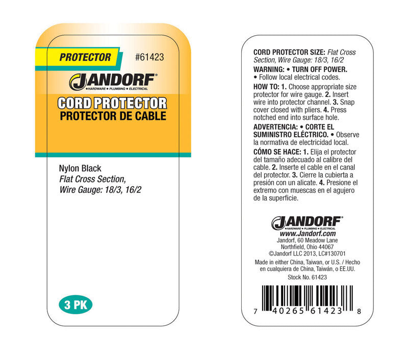 Jandorf 0.5 in. L Cord Protector 3 pk