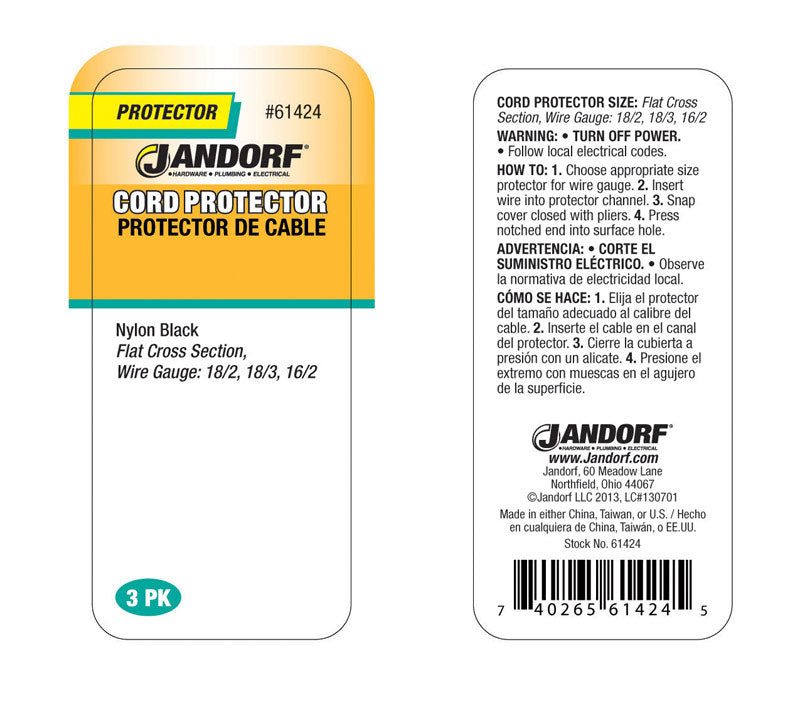 Jandorf 0.69 in. L Cord Protector 3 pk