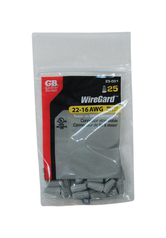 Gardner Bender WireGard 22-16 Ga. Copper Wire Wire Connector Gray 25 pk