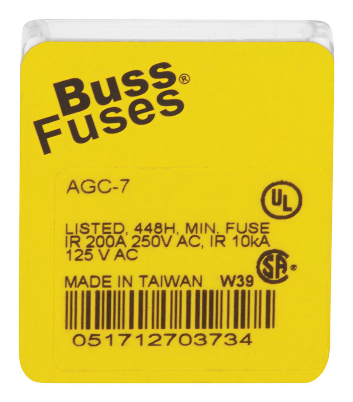 Bussmann 7 amps Fast Acting Glass Fuse 5 pk