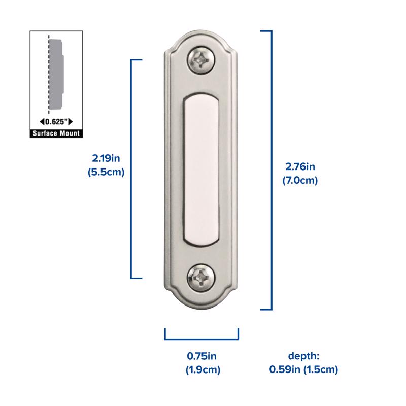 Heath Zenith Satin Nickel Silver Metal Wired Pushbutton Doorbell - Total Qty: 1