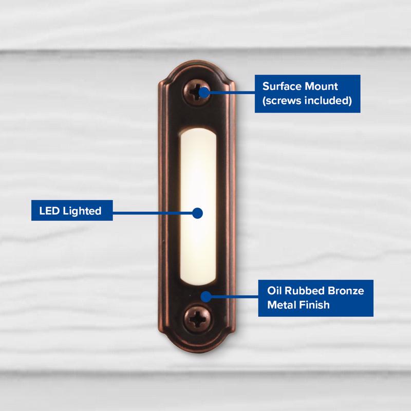 Heath Zenith Oil Rubbed Bronze Brown Metal Wired Pushbutton Doorbell
