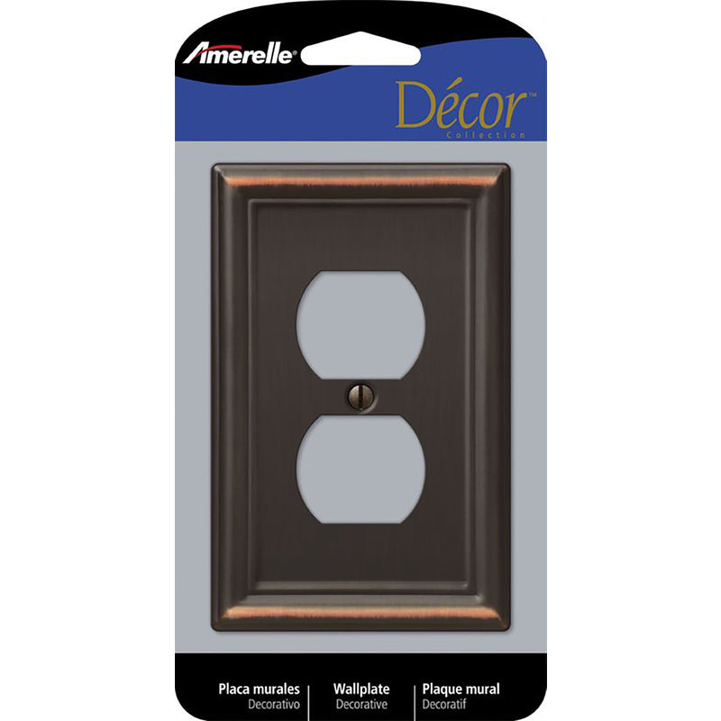 Amerelle Chelsea Aged Bronze 1 gang Stamped Steel Duplex Wall Plate 1 pk