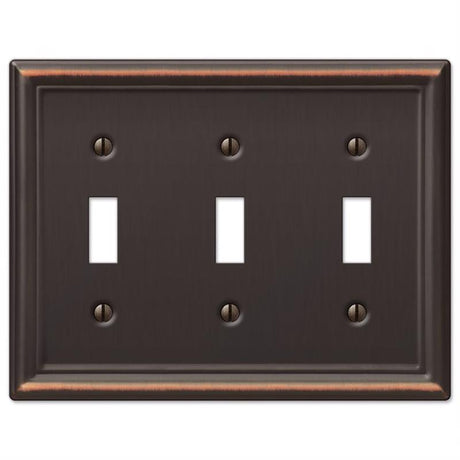 Amerelle Chelsea Aged Bronze 3 gang Stamped Steel Toggle Wall Plate 1 pk