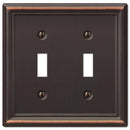 Amerelle Chelsea Aged Bronze 2 gang Stamped Steel Toggle Wall Plate 1 pk