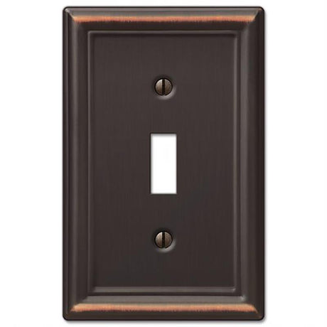 Amerelle Chelsea Aged Bronze 1 gang Stamped Steel Toggle Wall Plate 1 pk