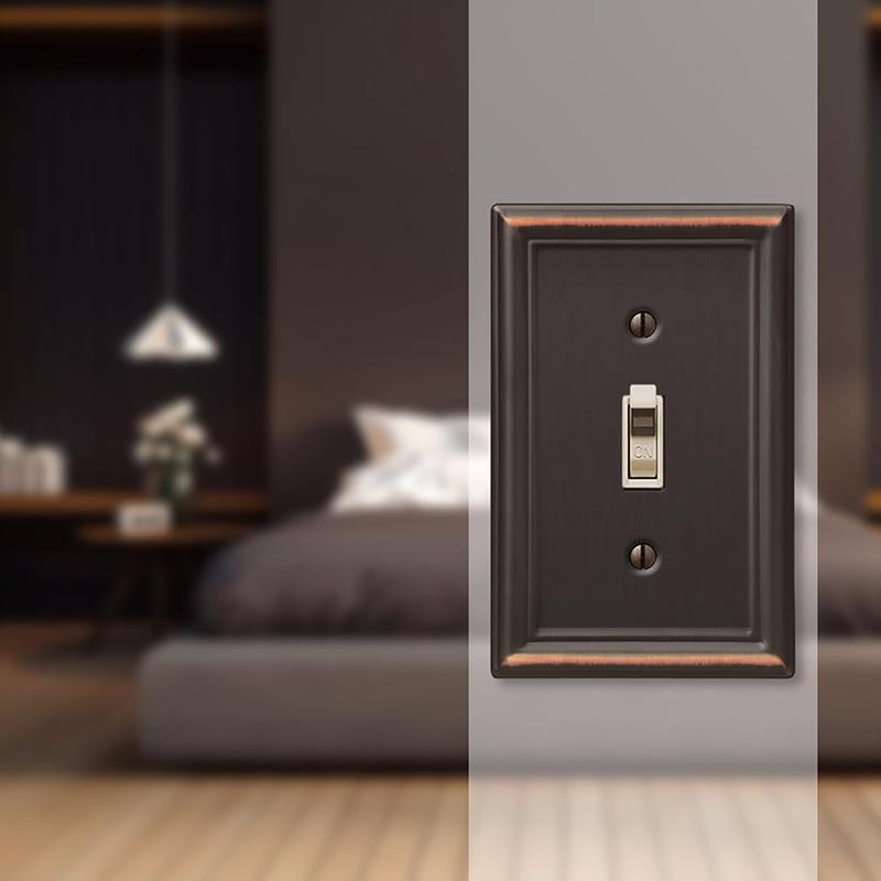 Amerelle Chelsea Aged Bronze 1 gang Stamped Steel Toggle Wall Plate 1 pk