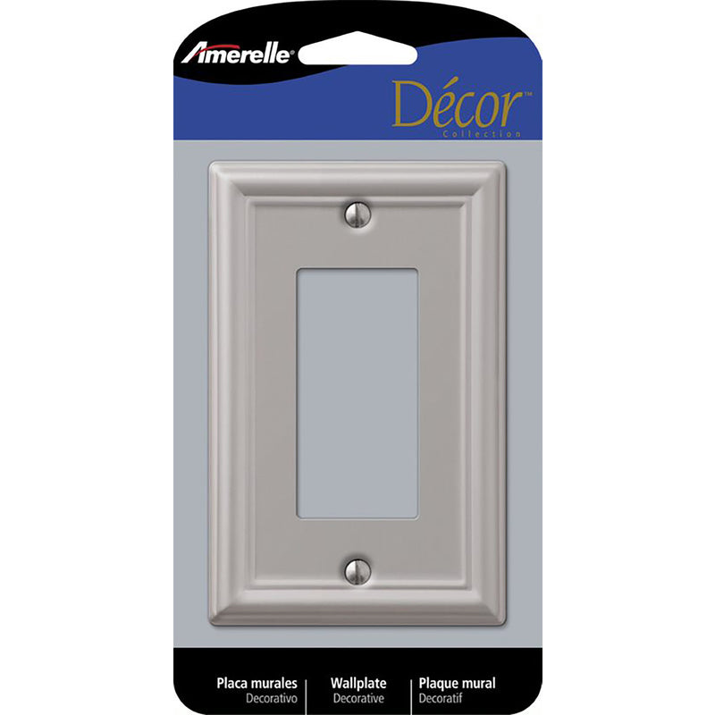 Amerelle Chelsea Brushed Nickel 1 gang Stamped Steel Decorator Wall Plate 1 pk