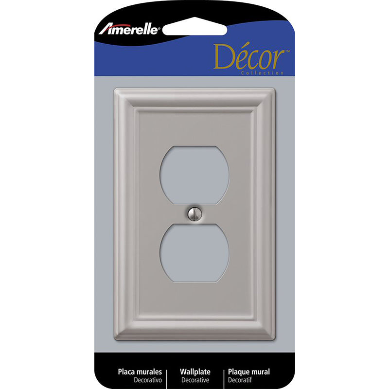 Amerelle Chelsea Brushed Nickel 1 gang Stamped Steel Duplex Wall Plate 1 pk