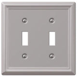 Amerelle Chelsea Brushed Nickel 2 gang Stamped Steel Toggle Wall Plate 1 pk