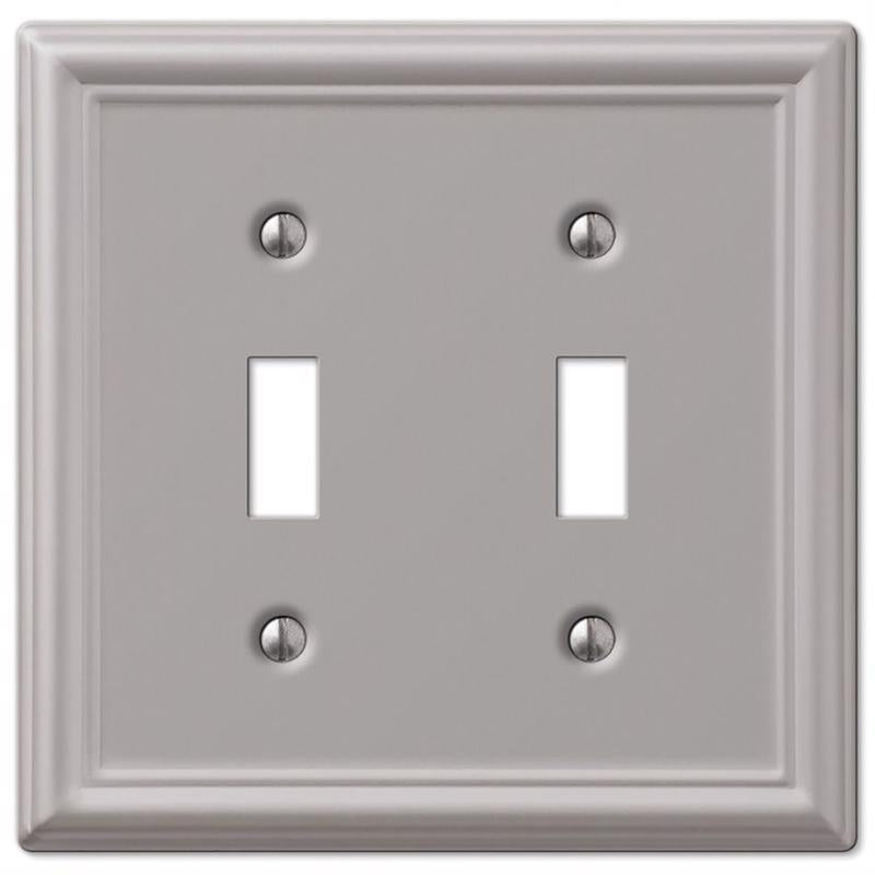 Amerelle Chelsea Brushed Nickel 2 gang Stamped Steel Toggle Wall Plate 1 pk