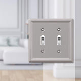Amerelle Chelsea Brushed Nickel 2 gang Stamped Steel Toggle Wall Plate 1 pk