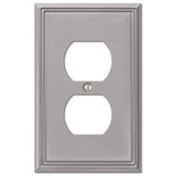 Amerelle Metro Brushed Nickel 1 gang Die-Cast Metal Duplex Wall Plate 1 pk