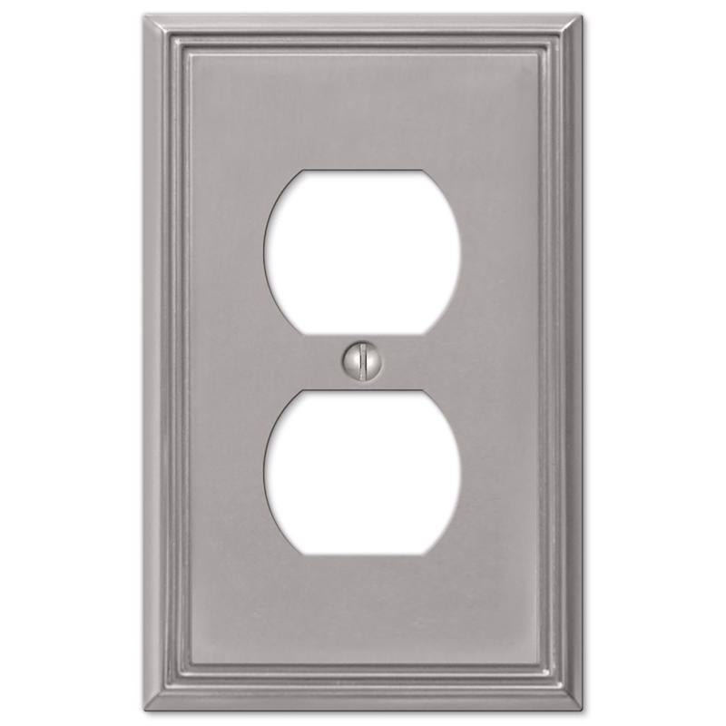 Amerelle Metro Brushed Nickel 1 gang Die-Cast Metal Duplex Wall Plate 1 pk