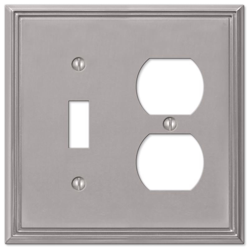 Amerelle Metro Brushed Nickel 2 gang Die-Cast Metal Toggle Wall Plate 1 pk