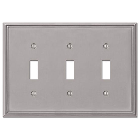 Amerelle Metro Brushed Nickel 3 gang Die-Cast Metal Toggle Wall Plate 1 pk