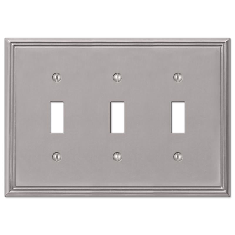 Amerelle Metro Brushed Nickel 3 gang Die-Cast Metal Toggle Wall Plate 1 pk