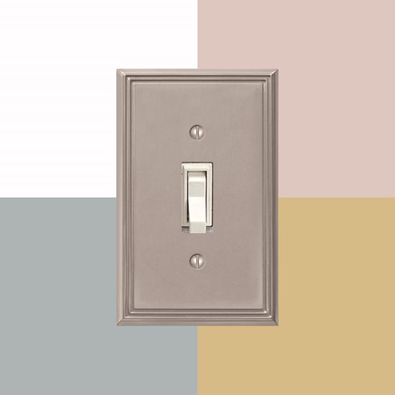 Amerelle Metro Brushed Nickel 1 gang Die-Cast Metal Toggle Wall Plate 1 pk