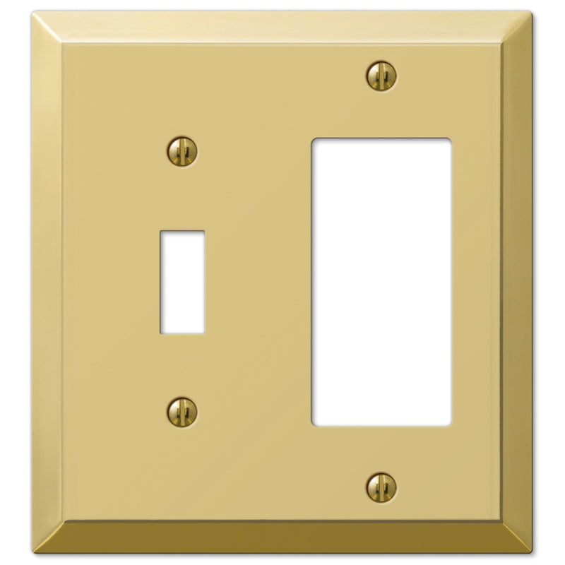 Amerelle Century Polished Brass 2 gang Stamped Steel Decorator/Toggle Wall Plate 1 pk