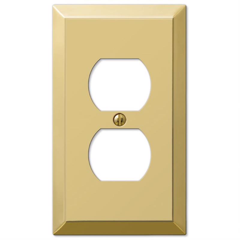 Amerelle Century Polished Brass 1 gang Stamped Steel Duplex Wall Plate 1 pk