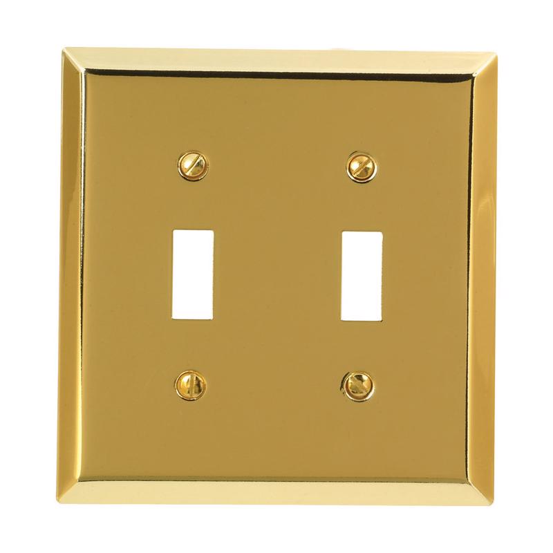 Amerelle Century Polished Brass 2 gang Stamped Steel Toggle Wall Plate 1 pk