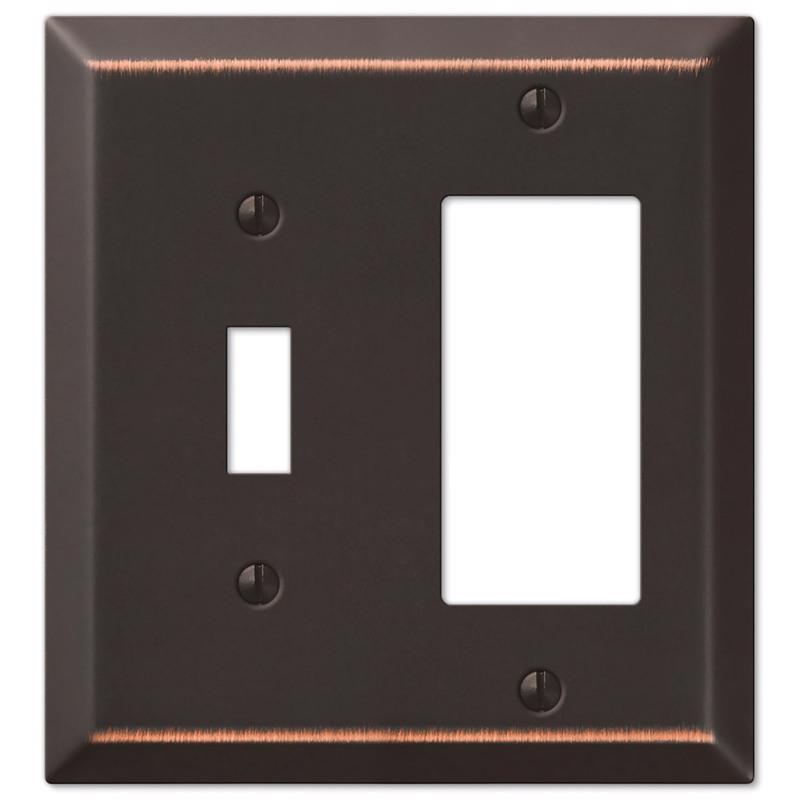 Amerelle Century Aged Bronze 2 gang Stamped Steel Decorator/Toggle Wall Plate 1 pk