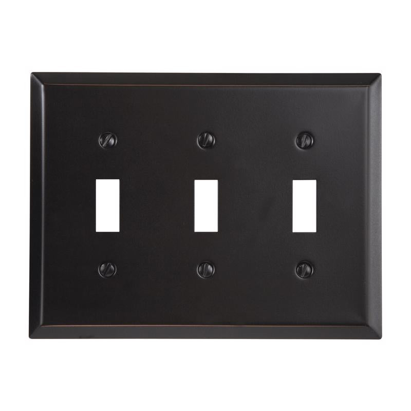 Amerelle Century Antique Bronze 3 gang Stamped Steel Toggle Wall Plate 1 pk