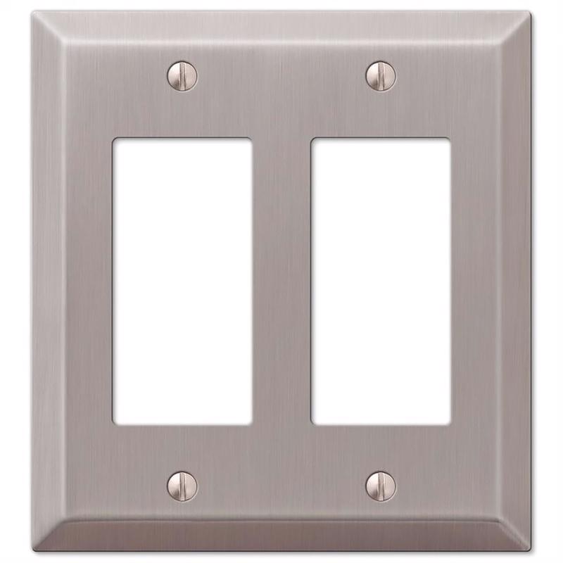 Amerelle Century Brushed Nickel 2 gang Stamped Steel Decorator Wall Plate 1 pk