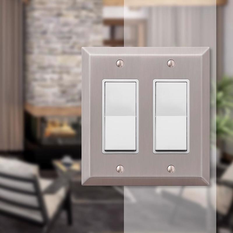 Amerelle Century Brushed Nickel 2 gang Stamped Steel Decorator Wall Plate 1 pk