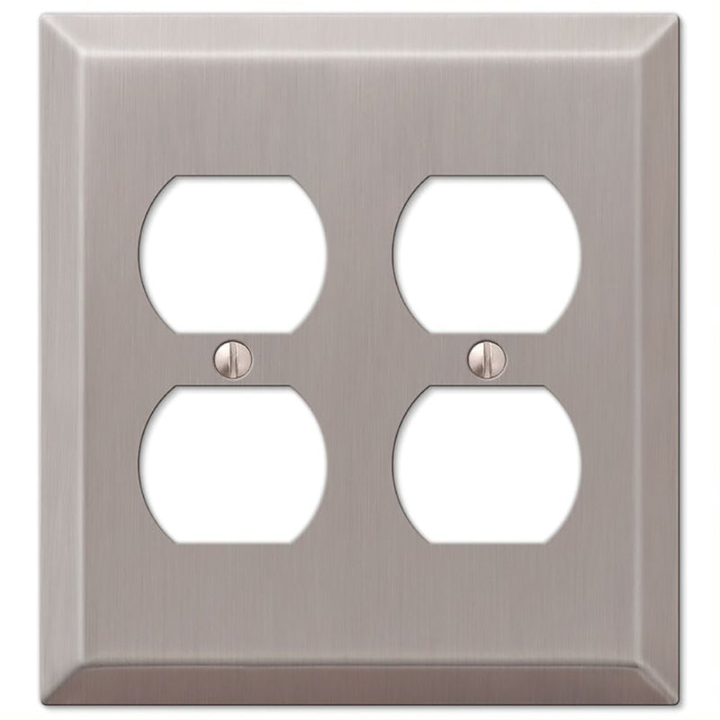 Amerelle Century Brushed Nickel 2 gang Stamped Steel Duplex Wall Plate 1 pk