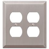 Amerelle Century Brushed Nickel 2 gang Stamped Steel Duplex Wall Plate 1 pk